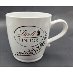 Lindt Lindor White Porcelain Mug Silver Lettering Oversized 24 Ounce 4.5" Tall